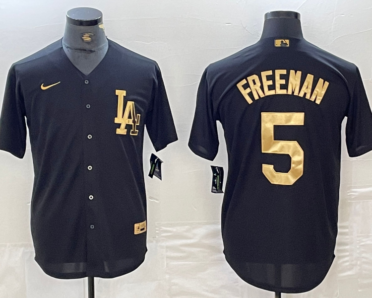 Men's Los Angeles Dodgers Freddie Freeman #5 Black Limited Jersey