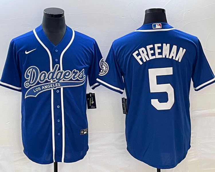 Men's Los Angeles Dodgers Freddie Freeman #5 Royal Jersey Joint Edition