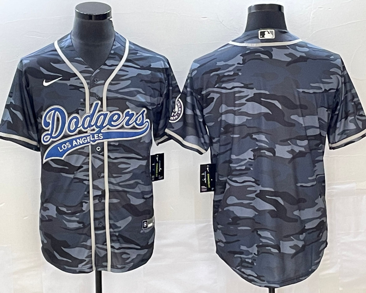 Men's Los Angeles Dodgers Grey Camouflage Blank Jersey Joint Edition