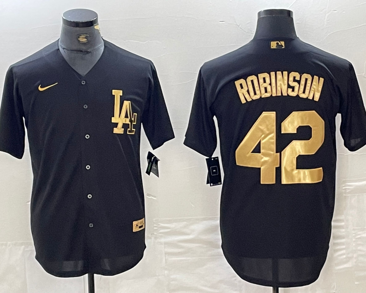 Men's Los Angeles Dodgers Jackie Robinson #42 Black Limited Jersey