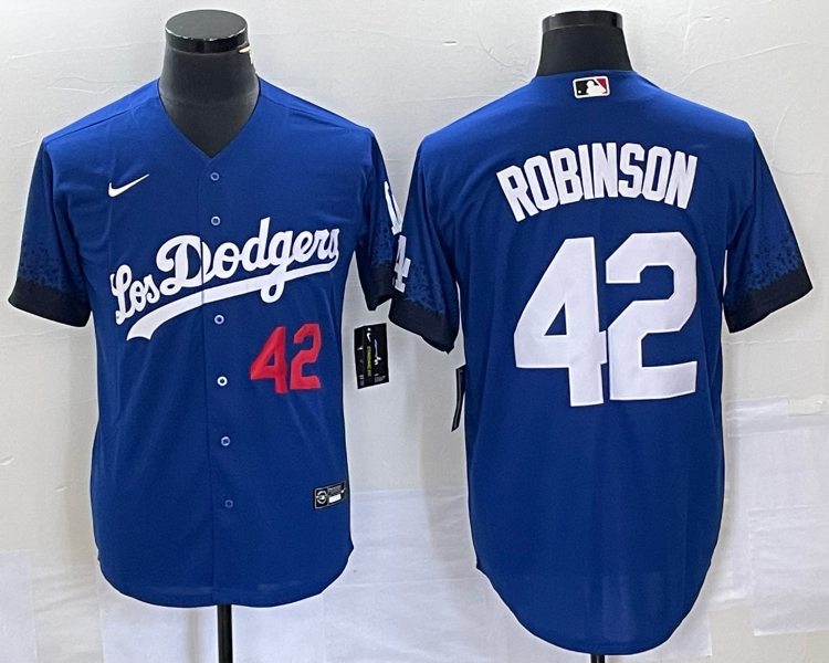 Men's Los Angeles Dodgers Jackie Robinson #42 Blue Jersey