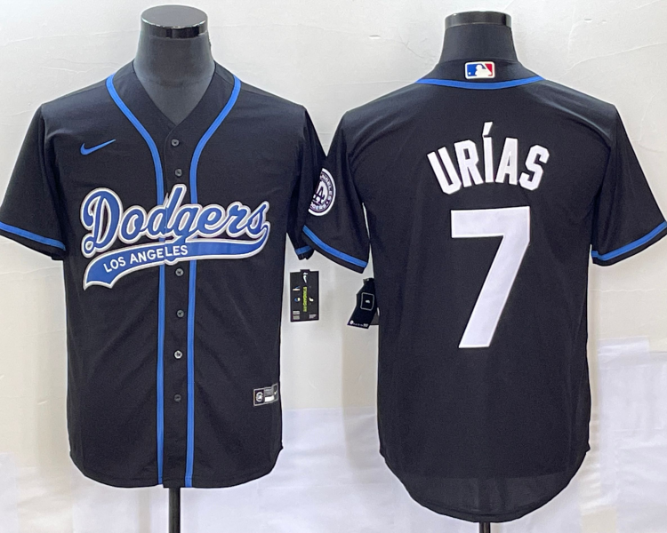 Men's Los Angeles Dodgers Julio Urias #7 Black Jersey Joint Edition