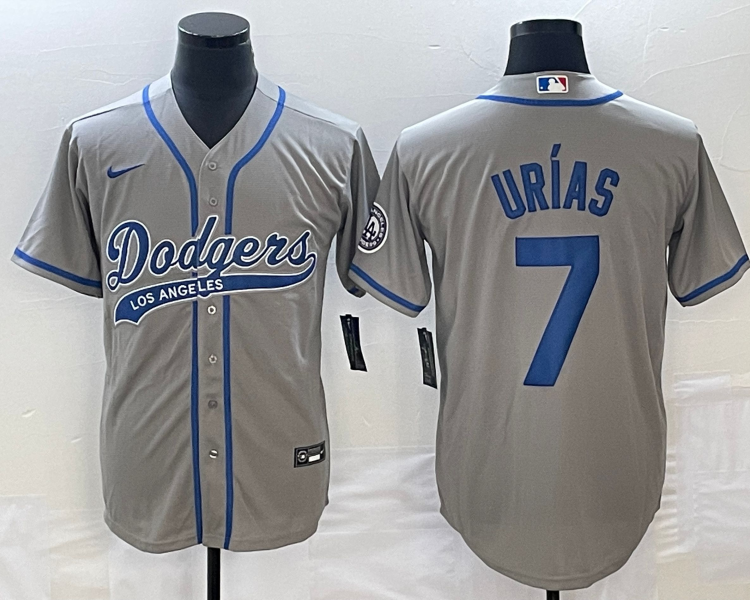 Men's Los Angeles Dodgers Julio Urias #7 Gray Jersey Joint Edition