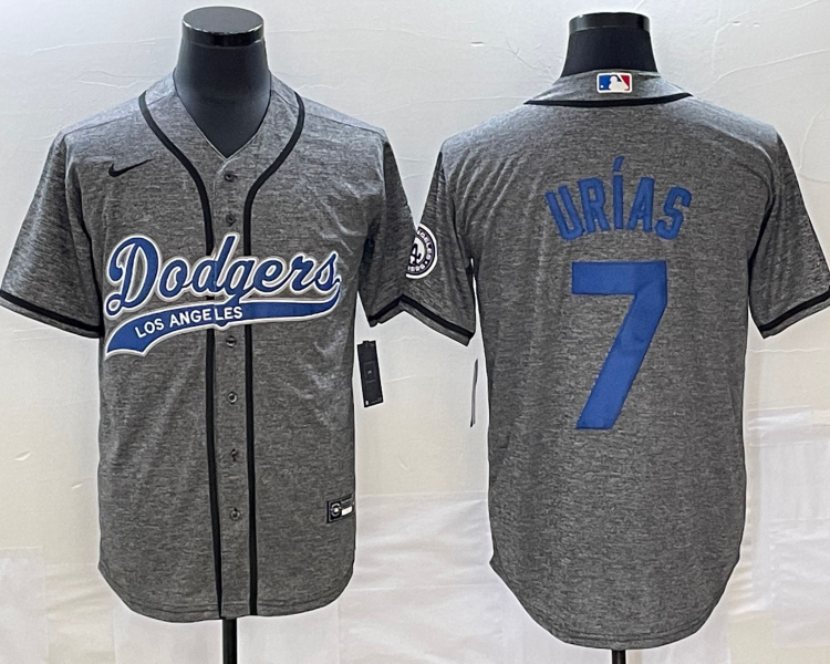 Men's Los Angeles Dodgers Julio Urias #7 Gray Jersey Joint Edition