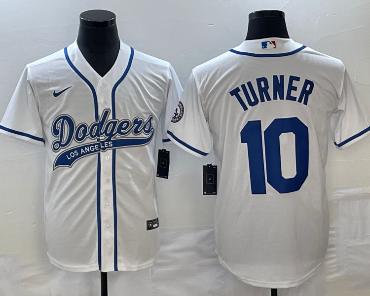 Men's Los Angeles Dodgers Justin Turner #10 White Jersey Joint Edition