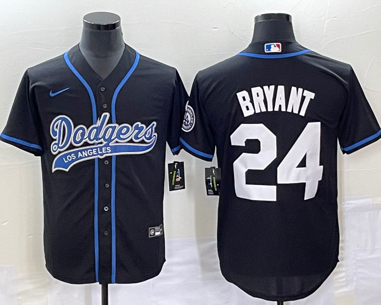 Men's Los Angeles Dodgers Kobe Bryant #24 Black Jersey Joint Edition