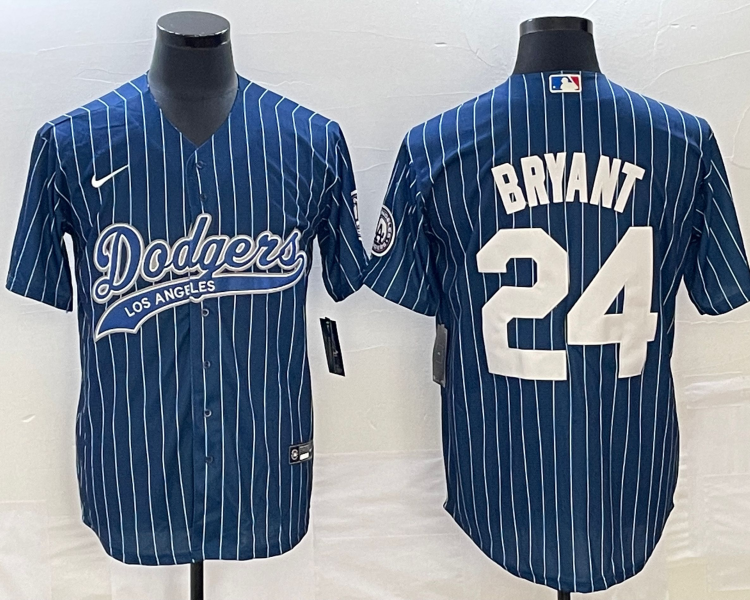 Men's Los Angeles Dodgers Kobe Bryant #24 Blue Jersey Joint Edition