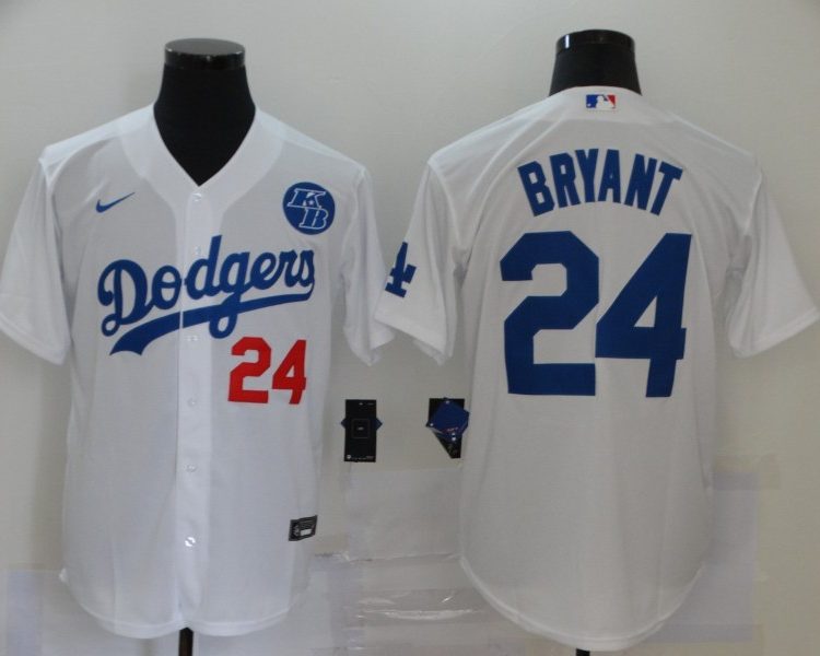 Men's Los Angeles Dodgers Kobe Bryant #24 White Baseball Jersey