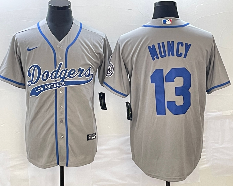 Men's Los Angeles Dodgers Max Muncy #13 Gray Jersey Joint Edition