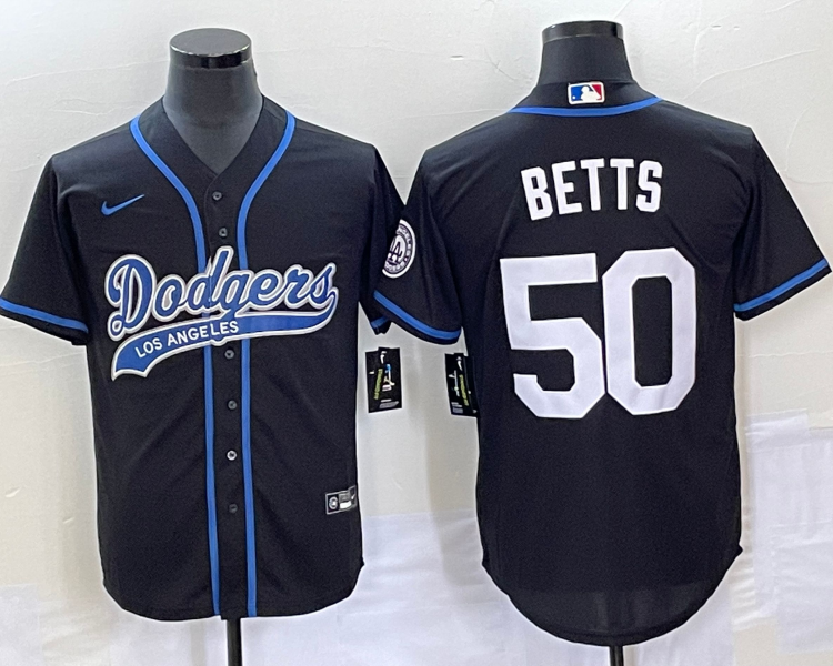 Men's Los Angeles Dodgers Mookie Betts #50 Black Jersey Joint Edition
