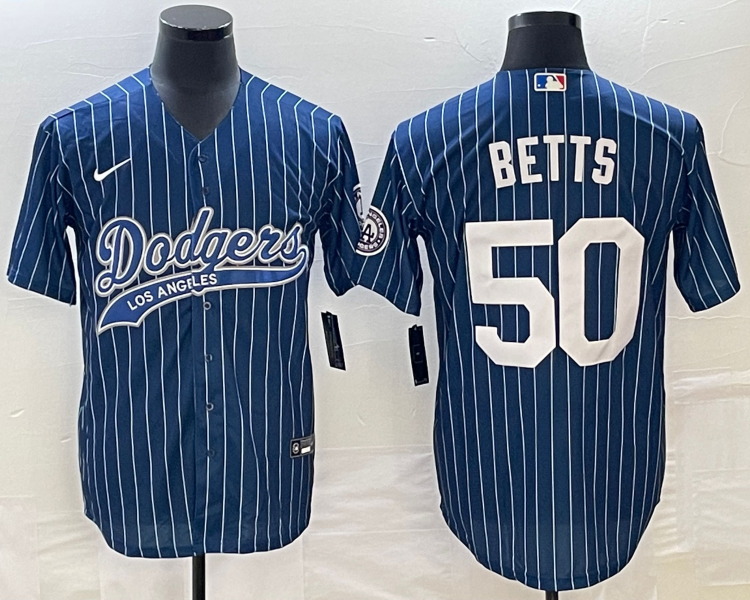 Men's Los Angeles Dodgers Mookie Betts #50 Blue Jersey Joint Edition