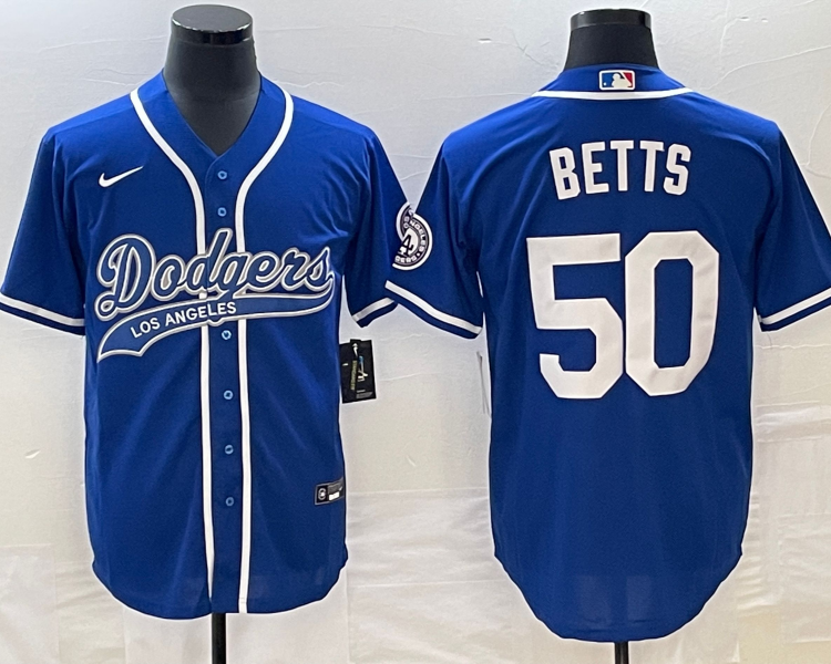 Men's Los Angeles Dodgers Mookie Betts #50 Royal Jersey Joint Edition
