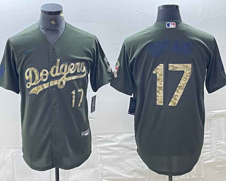 Men's Los Angeles Dodgers Shohei Ohtani #17 Army Green Jersey