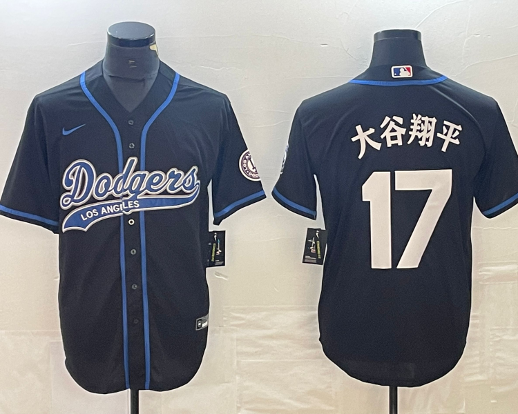 Men's Los Angeles Dodgers Shohei Ohtani #17 Black Jersey Joint Edition