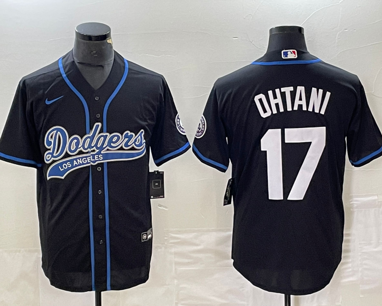 Men's Los Angeles Dodgers Shohei Ohtani #17 Black Jersey Joint Edition