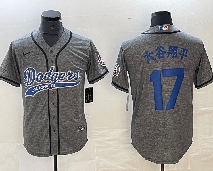 Men's Los Angeles Dodgers Shohei Ohtani #17 Gray Jersey Joint Edition