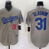 Men's Los Angeles Dodgers Tyler Glasnow #31 Gray Jersey