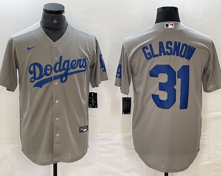 Men's Los Angeles Dodgers Tyler Glasnow #31 Gray Jersey
