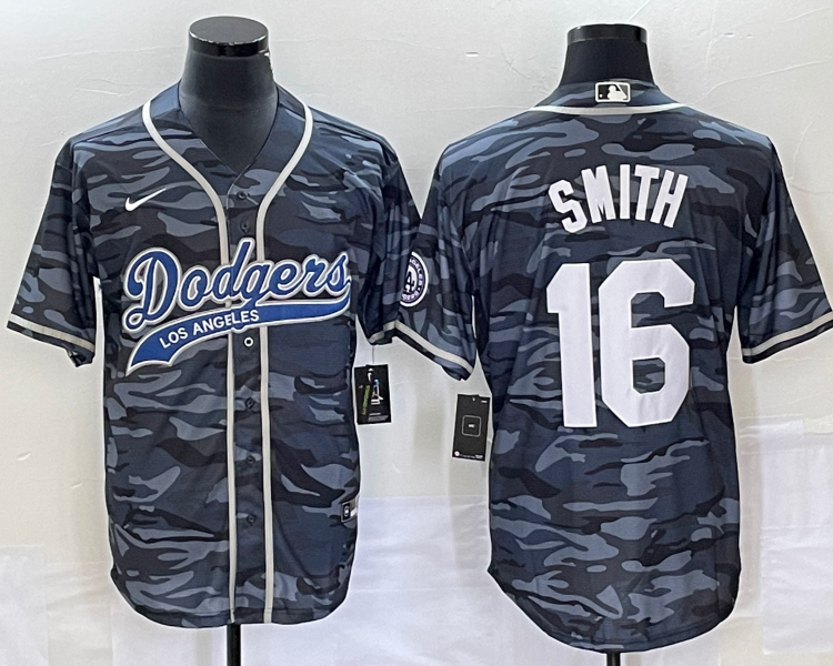 Men's Los Angeles Dodgers Will Smith #16 Grey Camouflage Jersey Joint Edition