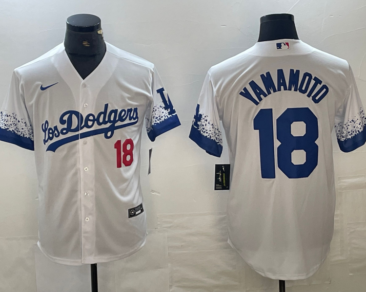 Men's Los Angeles Dodgers Yoshinobu Yamamoto #18 White Jersey