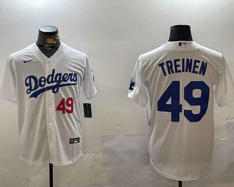 Men's Los Angeles Dodgers Blake Treinen #49 White Jersey