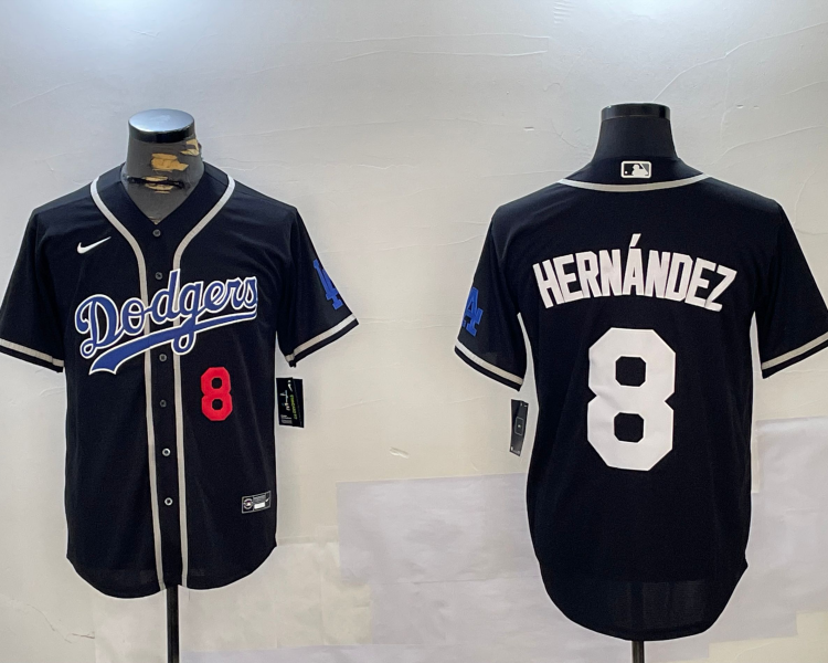 Men's Los Angeles Dodgers Enrique Hernandez #8 Black Jersey