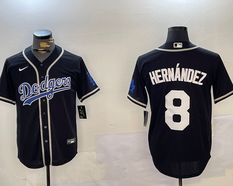 Men's Los Angeles Dodgers Enrique Hernandez #8 Black Jersey