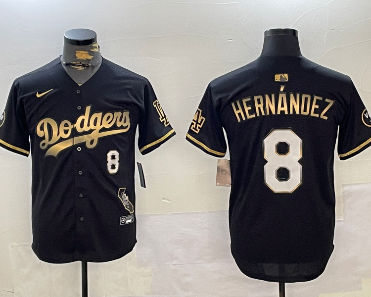 Men's Los Angeles Dodgers Enrique Hernandez #8 Black Jersey