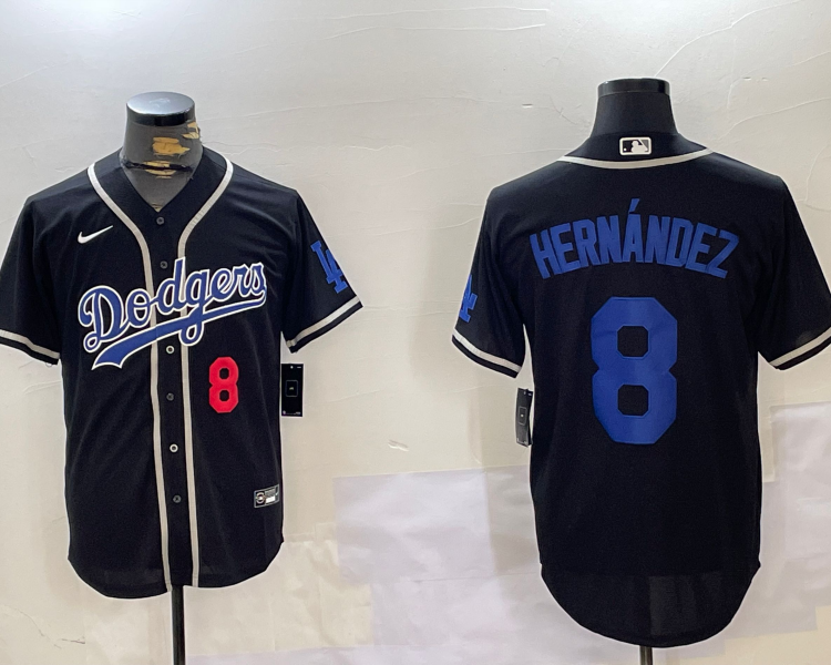 Men's Los Angeles Dodgers Enrique Hernandez #8 Black Jersey