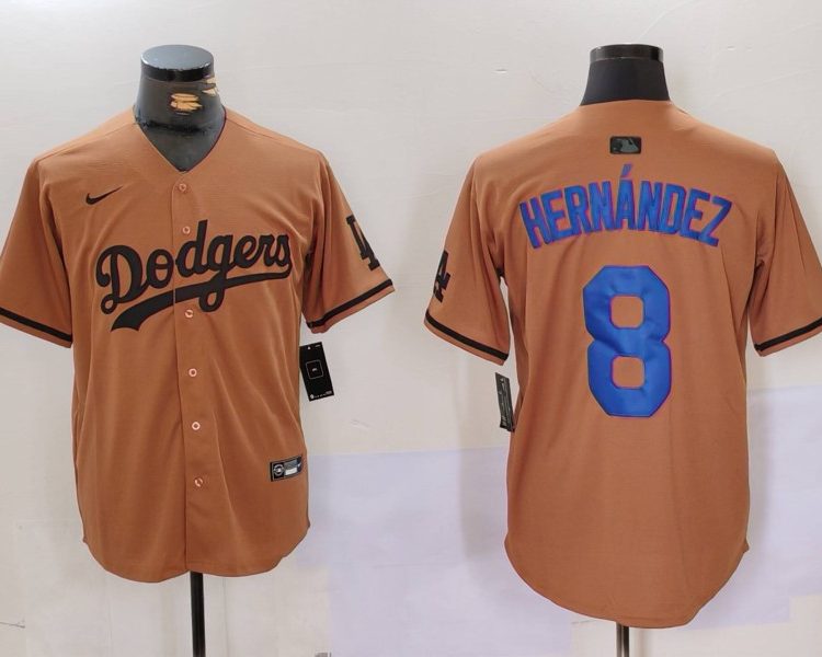 Men's Los Angeles Dodgers Enrique Hernandez #8 Brown Jersey