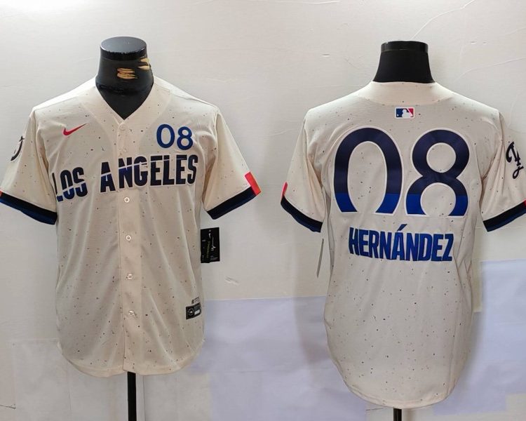 Men's Los Angeles Dodgers Enrique Hernandez #8 Cream 2024 City Connect Jersey