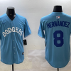 Men's Los Angeles Dodgers Enrique Hernandez #8 Light Blue Jersey