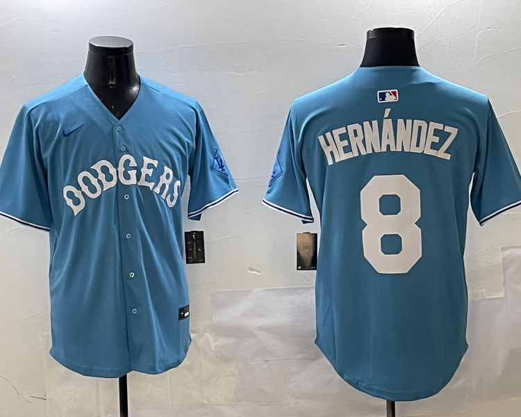 Men's Los Angeles Dodgers Enrique Hernandez #8 Light Blue Limited Jersey