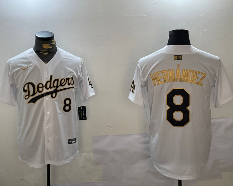 Men's Los Angeles Dodgers Enrique Hernandez #8 White Jersey