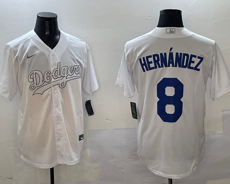 Men's Los Angeles Dodgers Enrique Hernandez #8 White Jersey