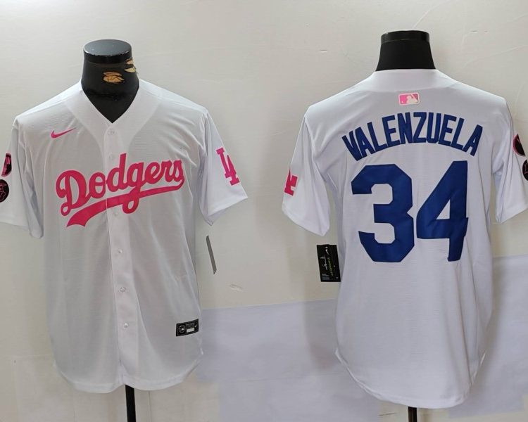 Men's Los Angeles Dodgers Fernando Valenzuela #34 White Limited Jersey