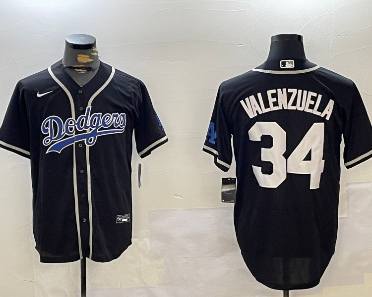 Men's Los Angeles Dodgers Fernando Valenzuela Black Jersey