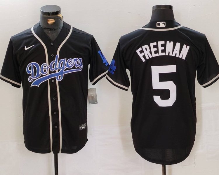 Men's Los Angeles Dodgers Freddie Freeman #5 Black Jersey