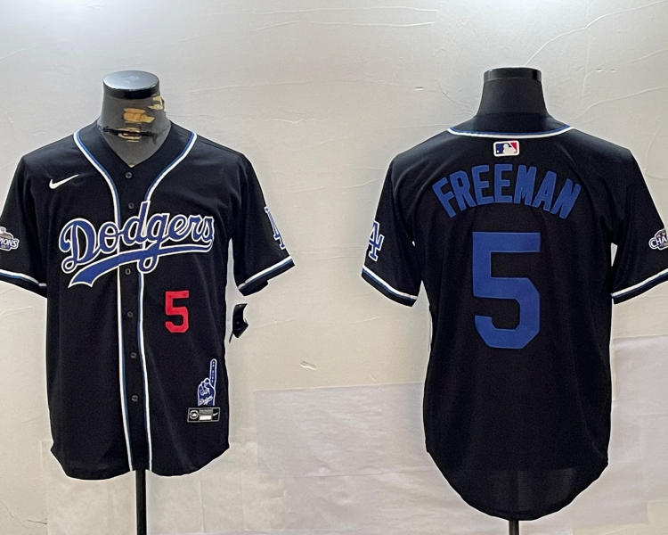 Men's Los Angeles Dodgers Freddie Freeman #5 Black Jersey