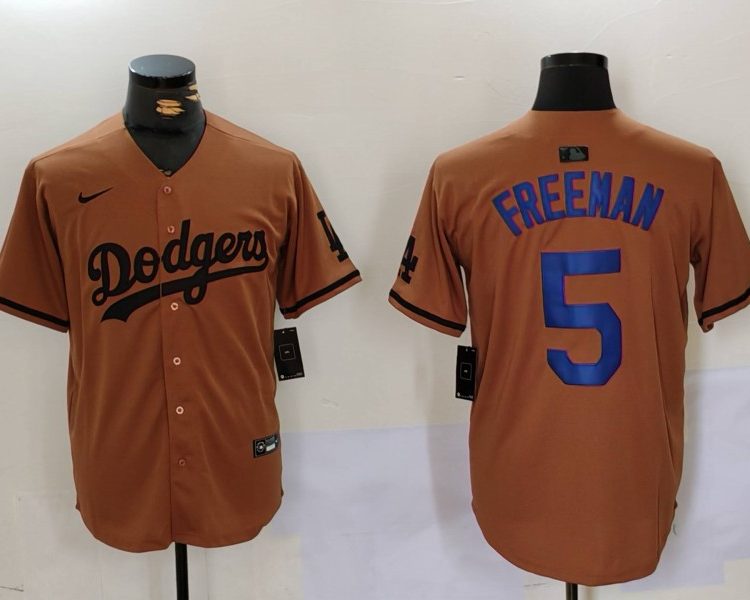 Men's Los Angeles Dodgers Freddie Freeman #5 Brown Jersey