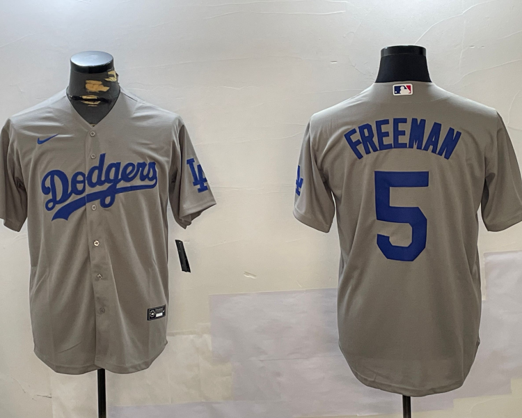 Men's Los Angeles Dodgers Freddie Freeman #5 Gray Jersey