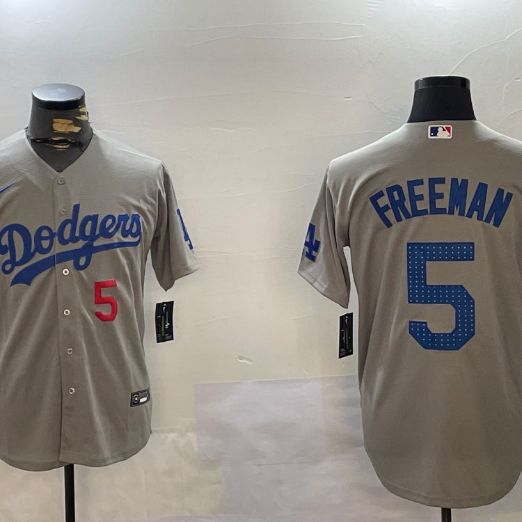 Men's Los Angeles Dodgers Freddie Freeman #5 Gray Team Jersey