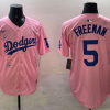 Men's Los Angeles Dodgers Freddie Freeman #5 Pink Alternate Jersey