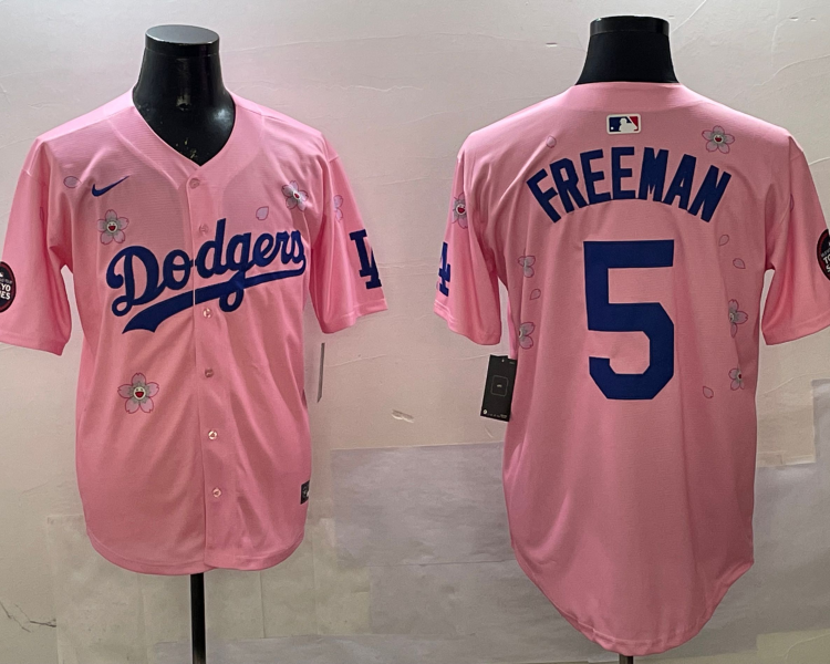 Men's Los Angeles Dodgers Freddie Freeman #5 Pink Alternate Jersey