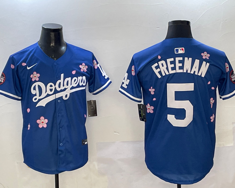 Men's Los Angeles Dodgers Freddie Freeman #5 Royal Alternate Team Jersey