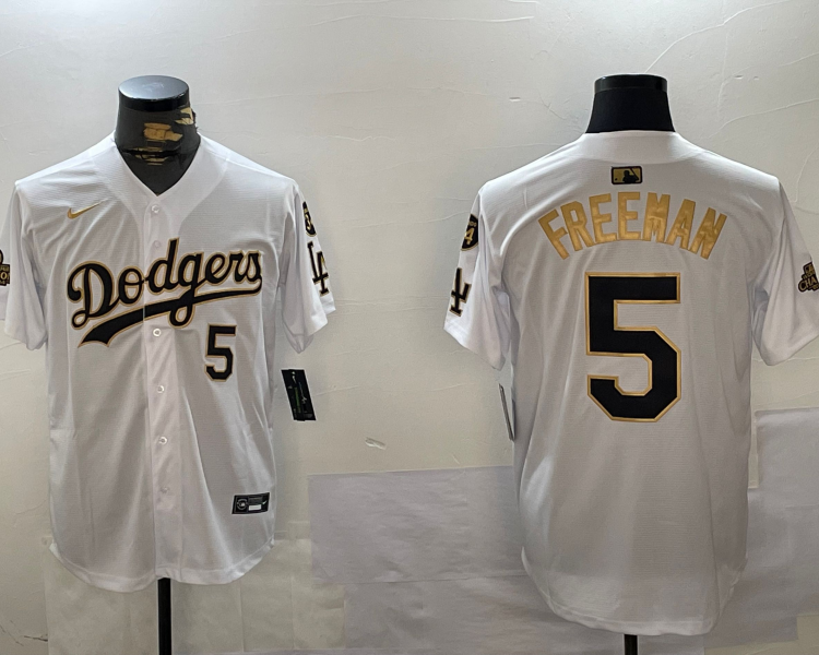 Men's Los Angeles Dodgers Freddie Freeman #5 White Jersey