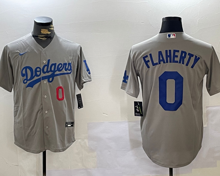 Men's Los Angeles Dodgers Jack Flaherty #0 Gray Jersey
