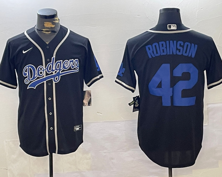 Men's Los Angeles Dodgers Jackie Robinson #42 Black Jersey