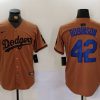 Men's Los Angeles Dodgers Jackie Robinson #42 Brown Jersey