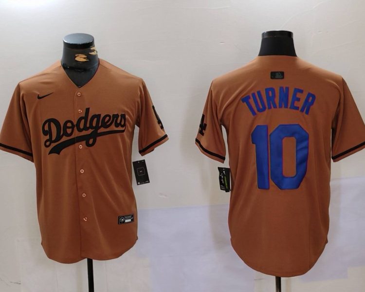 Men's Los Angeles Dodgers Justin Turner #10 Brown Jersey